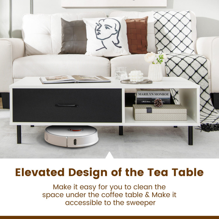 Modern 2-Tier Coffee Table Accent Cocktail Table with StorageCostway Gallery View 10 of 11